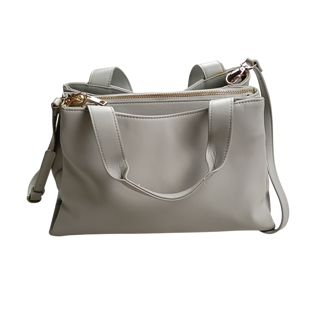 A New Day Triple Compartment Satchel Bag Womens Medium‎ Gray  Crossbody